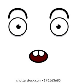 A Vector Cute Cartoon White Surprised Face