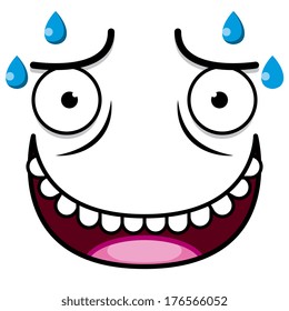 Vector Cute Cartoon White Sweaty Face 