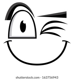 A Vector Cute Cartoon White Winking Face