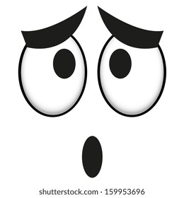 A Vector Cute Cartoon White Worried Face