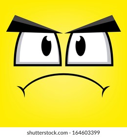 A Vector Cute Cartoon Yellow Angry Face