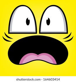 A Vector Cute Cartoon Yellow Astonished Face