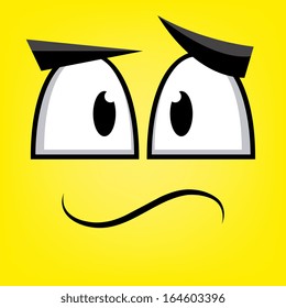 A Vector Cute Cartoon Yellow Confused Face