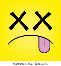 A Vector Cute Cartoon Yellow Dead Face