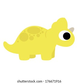 Vector Cute Cartoon Yellow Dinosaur Isolated