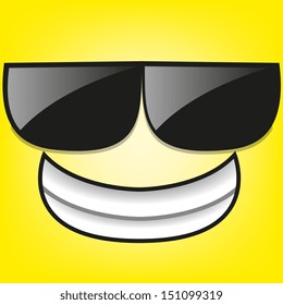 A Vector Cute Cartoon Yellow Face With Sunglasses