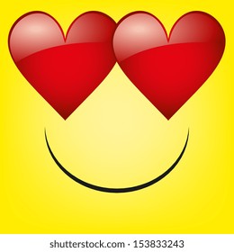 A Vector Cute Cartoon Yellow Face In Love