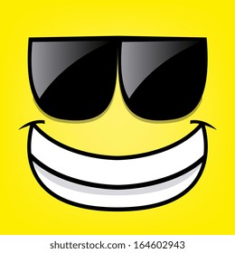 A Vector Cute Cartoon Yellow Face With Sunglasses