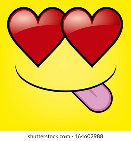 A Vector Cute Cartoon Yellow Face In Love