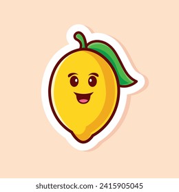 vector cute cartoon of yellow lemon character isolated