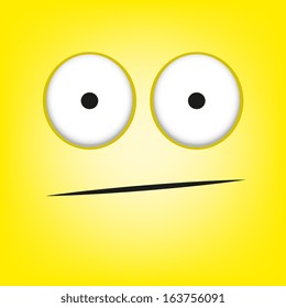 A Vector Cute Cartoon Yellow Shocked Face