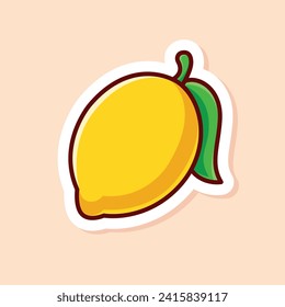 vector cute cartoon of yellow single lemon isolated