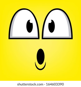 A Vector Cute Cartoon Yellow Surprised Face