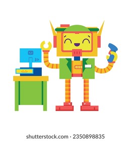 vector lindo cashier robot ilustración de caricatura aislado