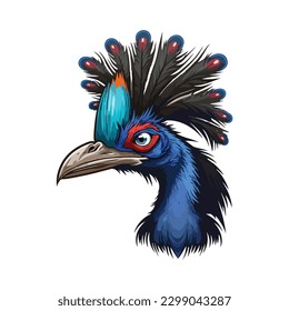 vector cute cassowary cartoon style