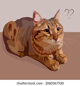 Vector cute cat with beautiful eyes. For printing on fabric.