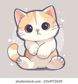 Vector So cute cat with big eyes Isolated sticker illustration Childish design print on t-shirt and etc funny happy kitten