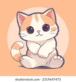 Vector So cute cat with big eyes Isolated sticker illustration Childish design print on t-shirt and etc funny happy kitten