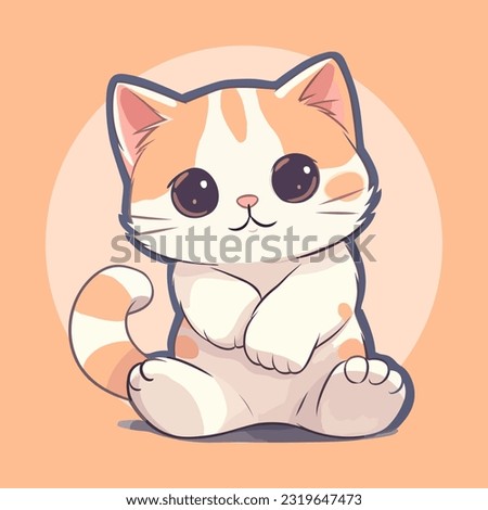 Vector So cute cat with big eyes Isolated sticker illustration Childish design print on t-shirt and etc funny happy kitten