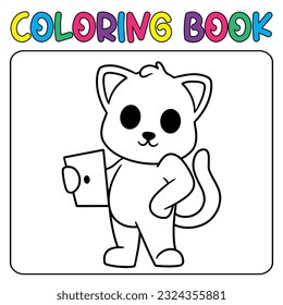 Vector cute cat for children's coloring page vector illustration