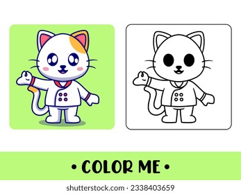 Vector cute cat for childrens coloring page vector icon illustration