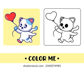 Vector cute cat for childrens coloring page vector icon illustration