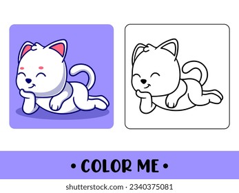 Vector cute cat for childrens coloring page vector icon illustration