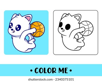 Vector cute cat for childrens coloring page vector icon illustration