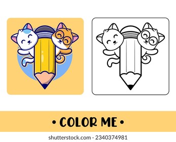 Vector cute cat and dog for childrens coloring page vector icon illustration