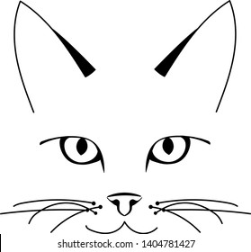 Vector cute cat face design on white background, Vector illustration. Pet