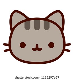 Vector Cute Cat Face Isolated On White Background