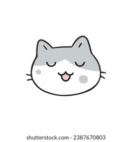 vector cute cat head flat design