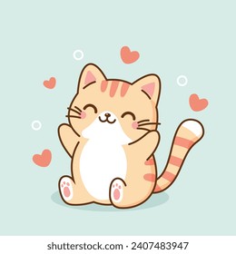 Vector de Cute Cat kawaii perfecto para la ilustración o la tienda de mascotas con logotipo
