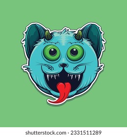 Vector cute cat little monster illustration