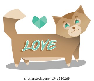 Vector cute cat love heart