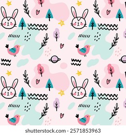 Vector cute cat pattern seamless vector illustration, Cute backround