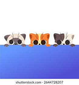 Vector Cute Cat peeking, Cute Cat Illustration