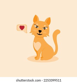 vector cute cat smile orange color