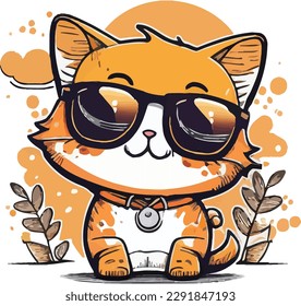 vector of cute cat with sunglasess