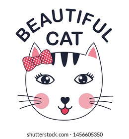 vector cute cat for t shirt print 