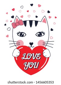 vector cute cat for t shirt print 