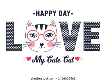 vector cute cat for t shirt print 