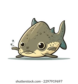 vector cute catfish cartoon style