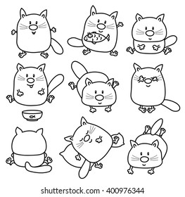 Vector cute cats cartoons isolated.