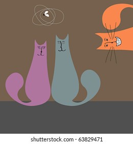 Vector cute cats illustration