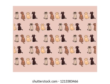 Vector cute cats pattern.