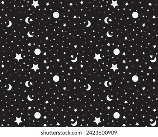 Vector Cute Celestial Childish Night
Sky Stars Crescent Vector Seamless Pattern Boho Baby Delicate Background Soft Colors Universe Surface Design For Kids Fabric And Nursery Decor