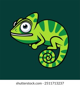 Vector Cute chameleon Cartoon Illustration.