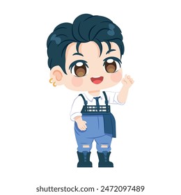 Vector Cute Character Boy Idol Kpop Cartoon Illustration Isolated