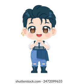 Vector Cute Character Boy Idol Kpop Cartoon Illustration Isolated